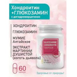 Капсулы №10 Глюкозамин Хондроитин Дигидрокверцитин Натурведъ 60 кап*0,5 гр 